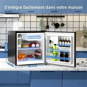CHIQ CSD46D4 Mini réfrigérateur Bar 46 L en acier inoxydable, porte réversible, 35dB - Speedroxy